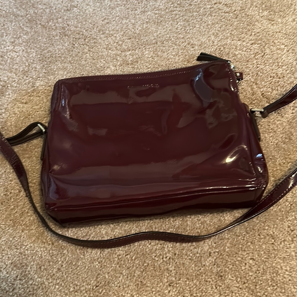 Banana Republic burgundy patent leather shoulder bag.